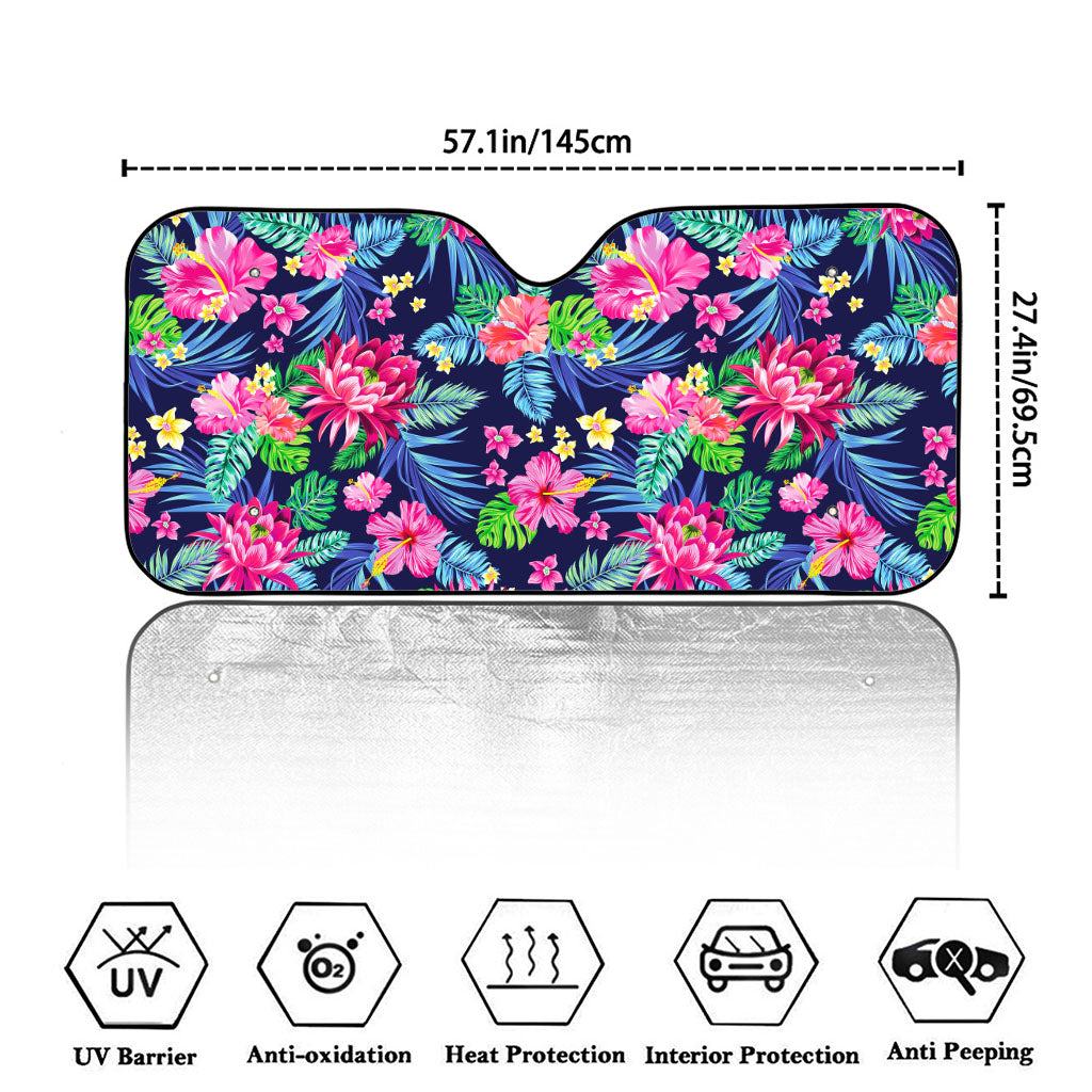 Blossom Tropical Flower Pattern Print Car Windshield Sun Shade