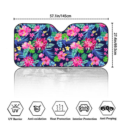 Blossom Tropical Flower Pattern Print Car Windshield Sun Shade
