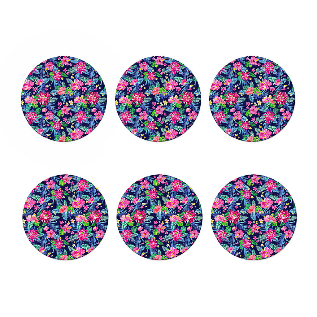 Blossom Tropical Flower Pattern Print Coaster Set