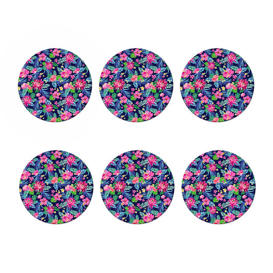 Blossom Tropical Flower Pattern Print Coaster Set