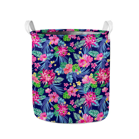 Blossom Tropical Flower Pattern Print Collapsible Laundry Basket