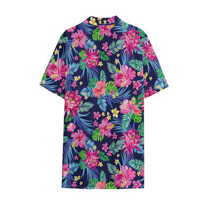 Blossom Tropical Flower Pattern Print Cotton Hawaiian Shirt
