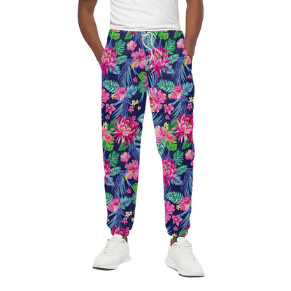 Blossom Tropical Flower Pattern Print Cotton Pants