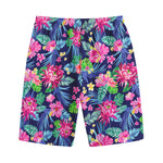 Blossom Tropical Flower Pattern Print Cotton Shorts