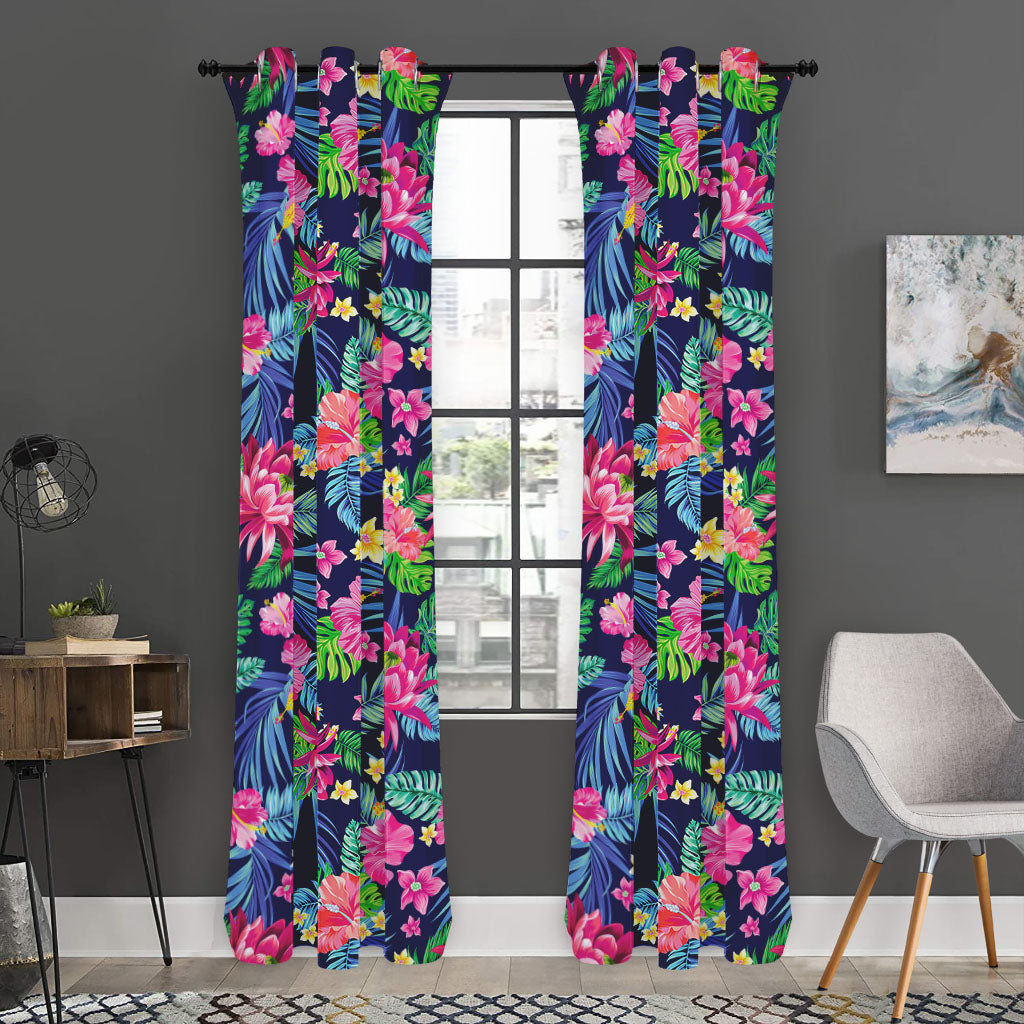 Blossom Tropical Flower Pattern Print Curtain