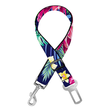 Blossom Tropical Flower Pattern Print Dog Seat Belt