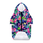 Blossom Tropical Flower Pattern Print Dog Zip Up Hoodie
