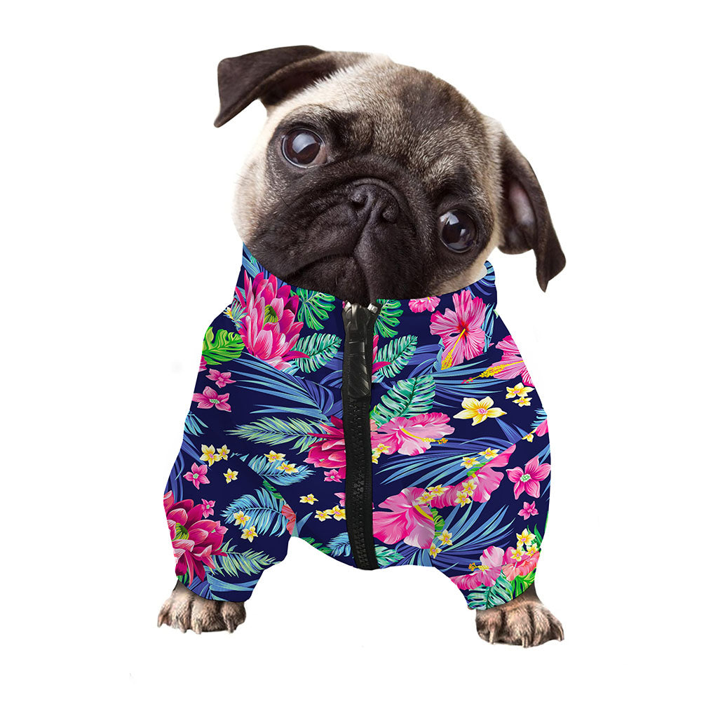 Blossom Tropical Flower Pattern Print Dog Zip Up Jacket
