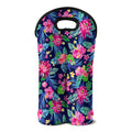Blossom Tropical Flower Pattern Print Double Neoprene Wine Tote