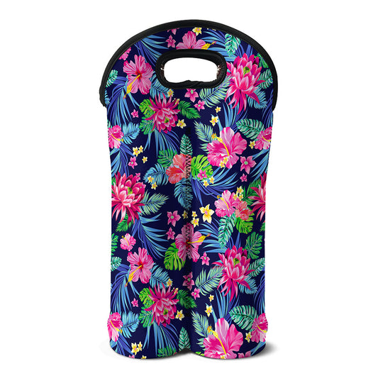 Blossom Tropical Flower Pattern Print Double Neoprene Wine Tote