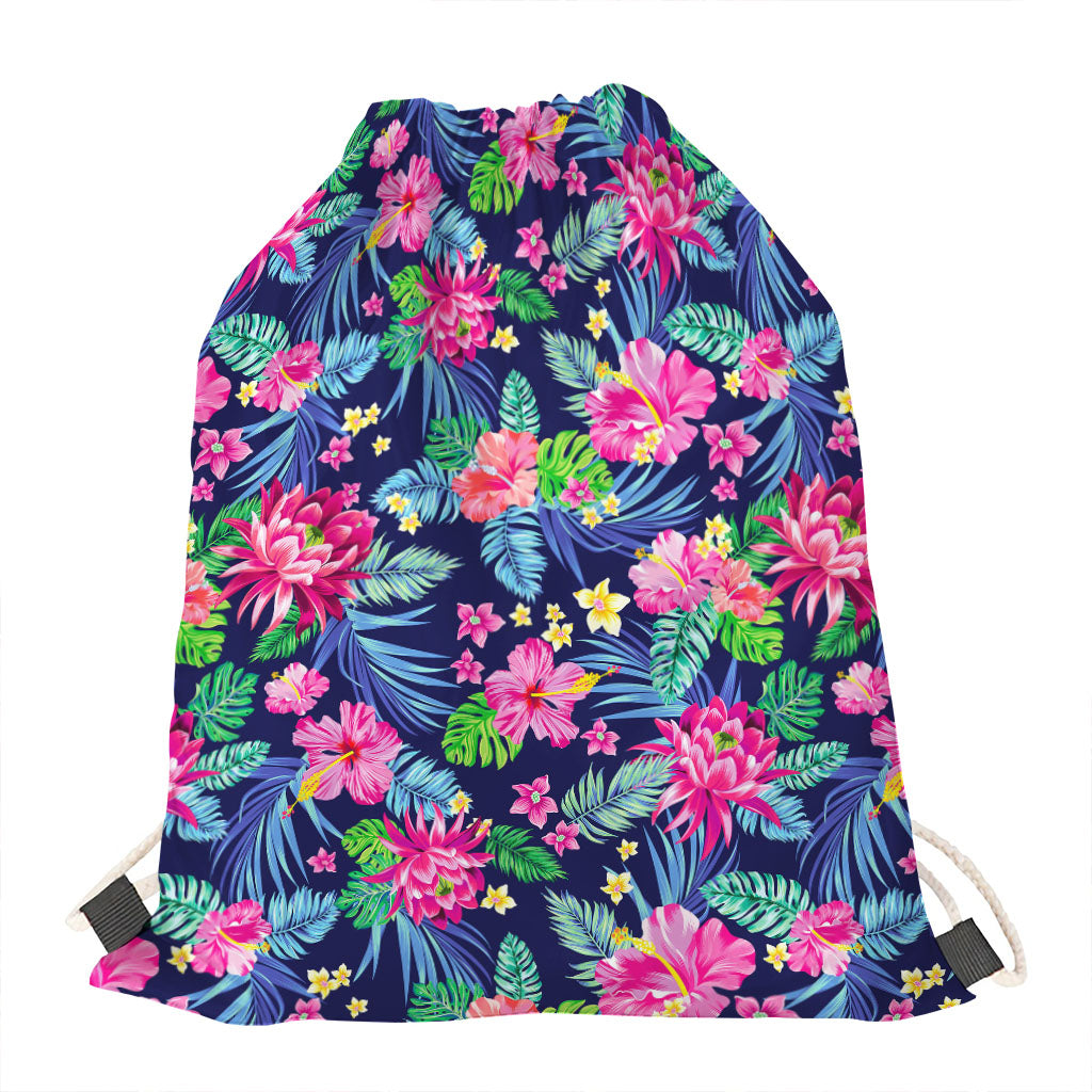 Blossom Tropical Flower Pattern Print Drawstring Bag