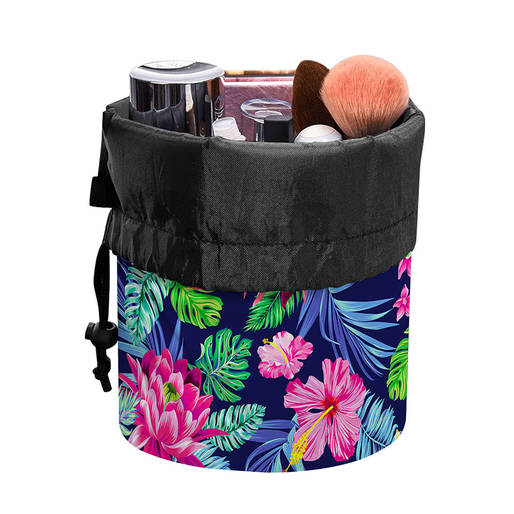 Blossom Tropical Flower Pattern Print Drawstring Makeup Bag