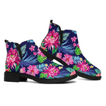 Blossom Tropical Flower Pattern Print Flat Ankle Boots