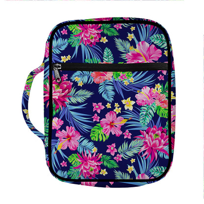Blossom Tropical Flower Pattern Print Front Pocket Bible Bag