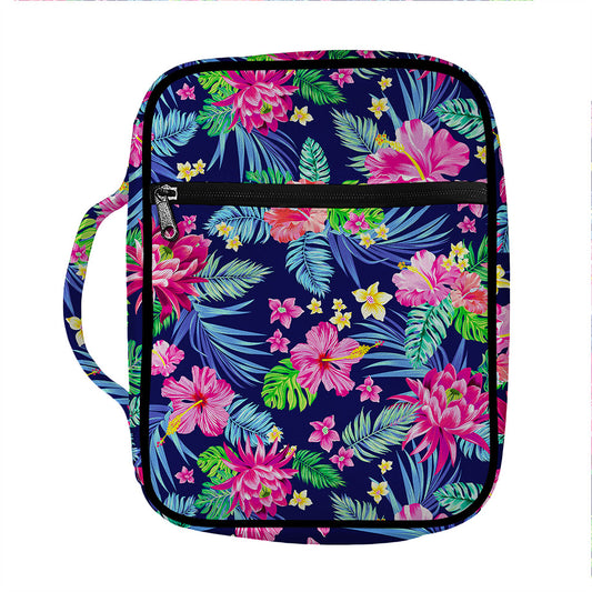 Blossom Tropical Flower Pattern Print Front Pocket Bible Bag