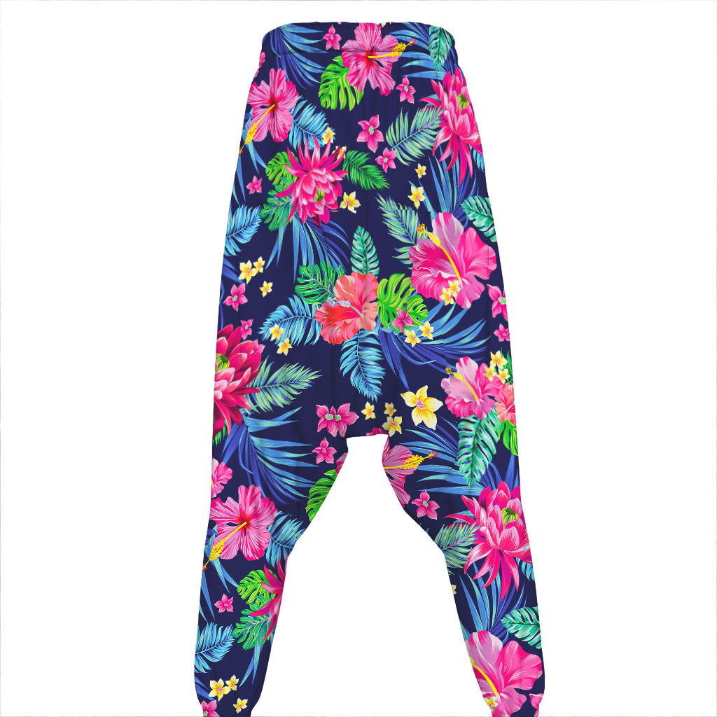 Blossom Tropical Flower Pattern Print Hammer Pants