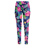 Blossom Tropical Flower Pattern Print High-Waisted Pocket Leggings
