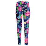 Blossom Tropical Flower Pattern Print High-Waisted Pocket Leggings