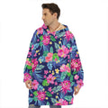 Blossom Tropical Flower Pattern Print Hoodie Blanket