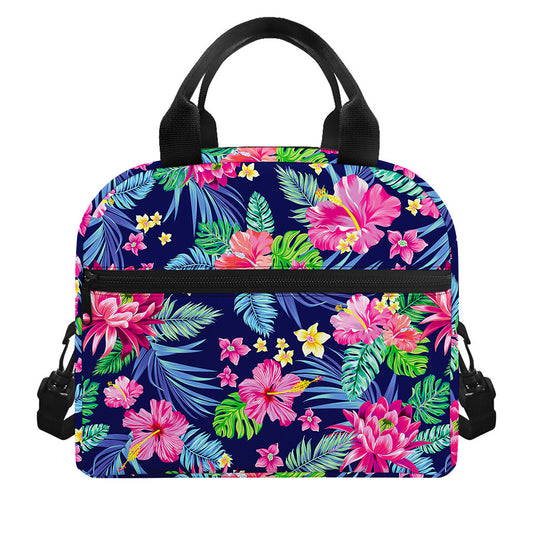 Blossom Tropical Flower Pattern Print Insulated Lunch Bag