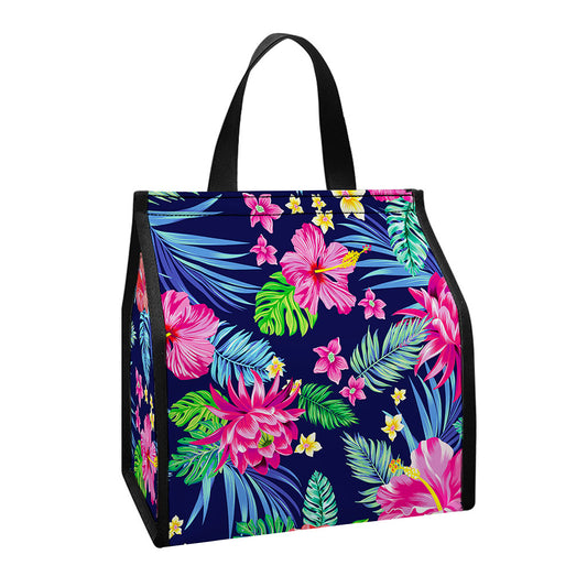 Blossom Tropical Flower Pattern Print Insulated Lunch Tote