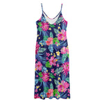 Blossom Tropical Flower Pattern Print Jersey Midi Cami Dress
