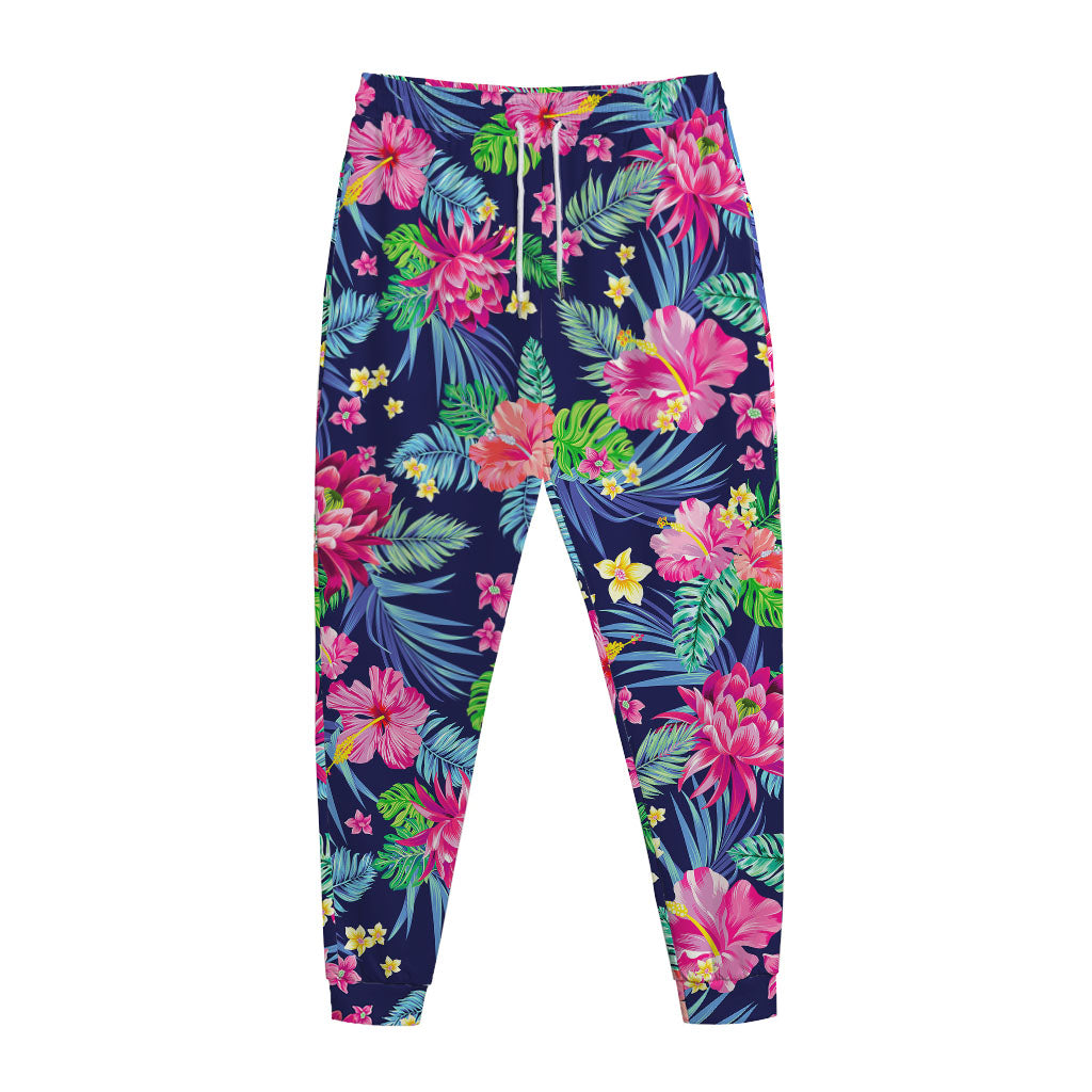 Blossom Tropical Flower Pattern Print Jogger Pants