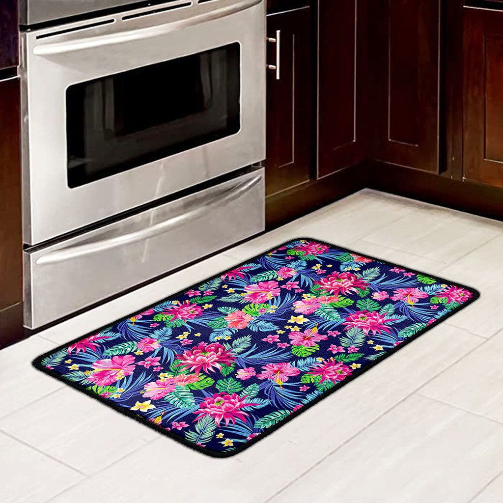 Blossom Tropical Flower Pattern Print Kitchen Mat