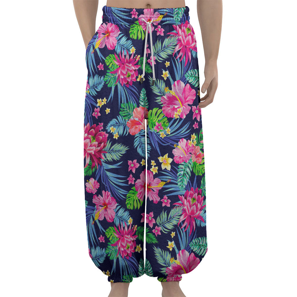 Blossom Tropical Flower Pattern Print Lantern Pants