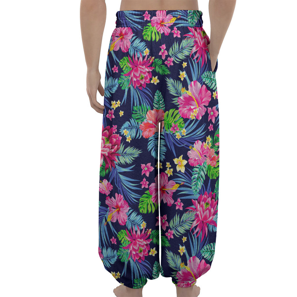 Blossom Tropical Flower Pattern Print Lantern Pants