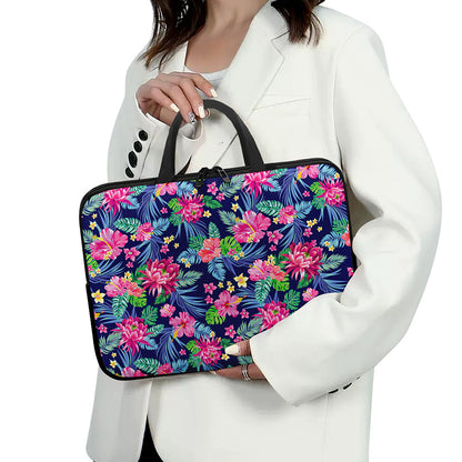 Blossom Tropical Flower Pattern Print Laptop Sleeve With Handle