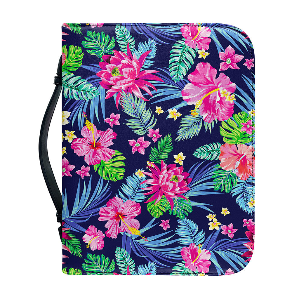 Blossom Tropical Flower Pattern Print Leather Bible Cover
