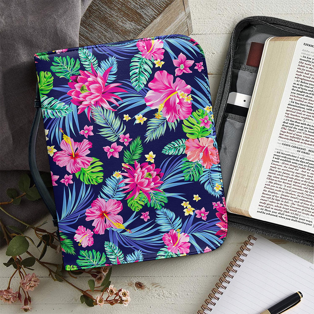Blossom Tropical Flower Pattern Print Leather Bible Cover
