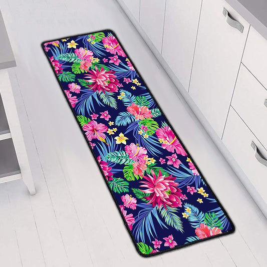 Blossom Tropical Flower Pattern Print Long Kitchen Mat