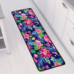 Blossom Tropical Flower Pattern Print Long Kitchen Mat