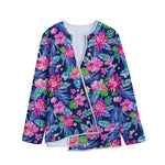 Blossom Tropical Flower Pattern Print Long Sleeve Short Coat
