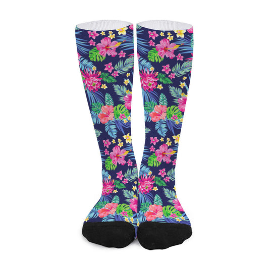 Blossom Tropical Flower Pattern Print Long Socks