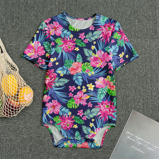 Blossom Tropical Flower Pattern Print Men's Bodysuit