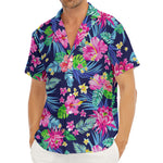 Blossom Tropical Flower Pattern Print Men's Deep V-Neck Shirt