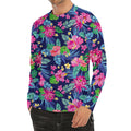 Blossom Tropical Flower Pattern Print Men's Long Sleeve Rash Guard