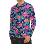Blossom Tropical Flower Pattern Print Men's Long Sleeve Rash Guard
