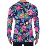 Blossom Tropical Flower Pattern Print Men's Long Sleeve T-Shirt