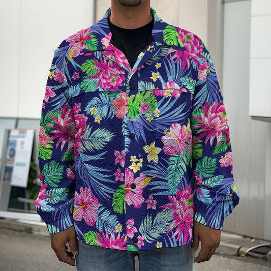 Blossom Tropical Flower Pattern Print Men's Shirt Jacket