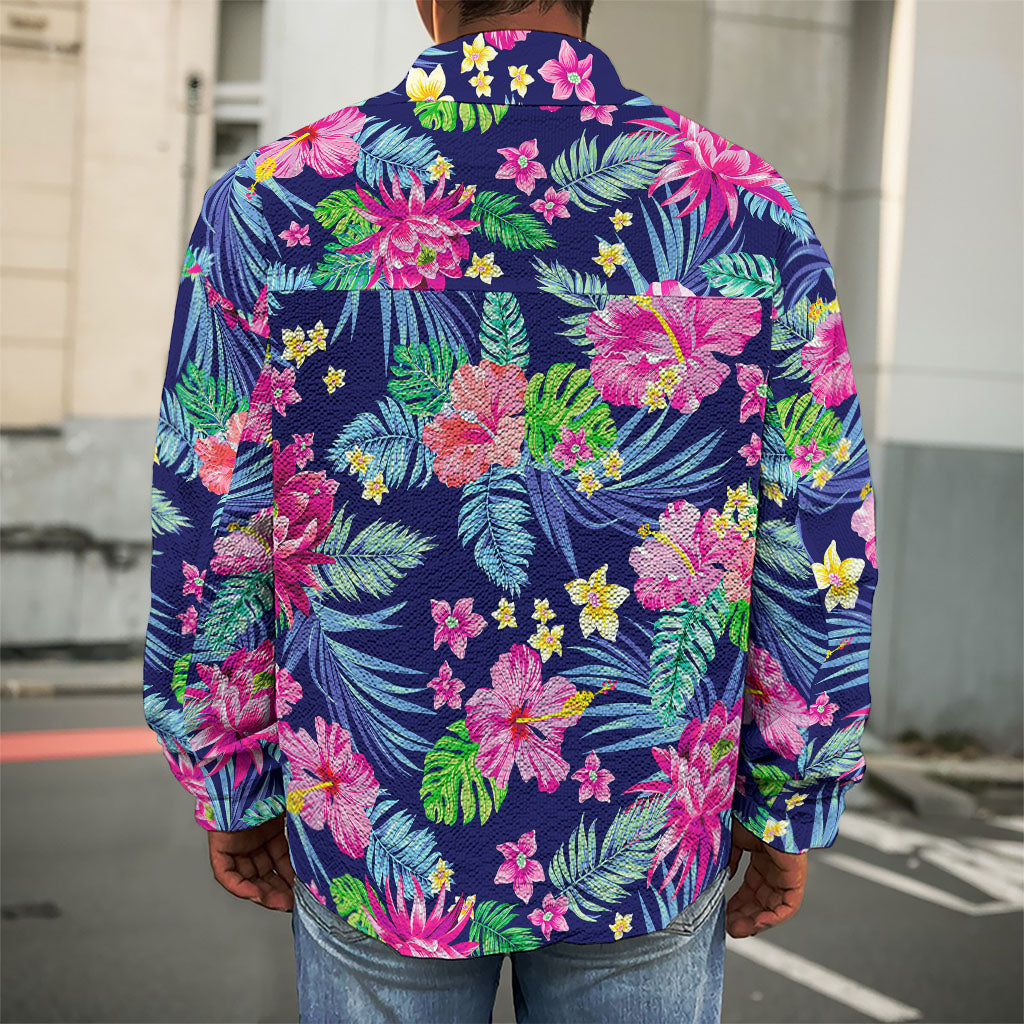 Blossom Tropical Flower Pattern Print Men's Shirt Jacket