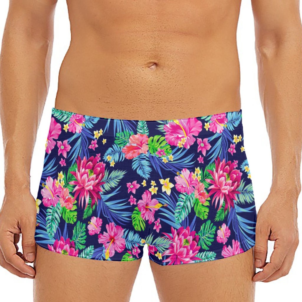 Blossom Tropical Flower Pattern Print Men's Short Boxer Briefs