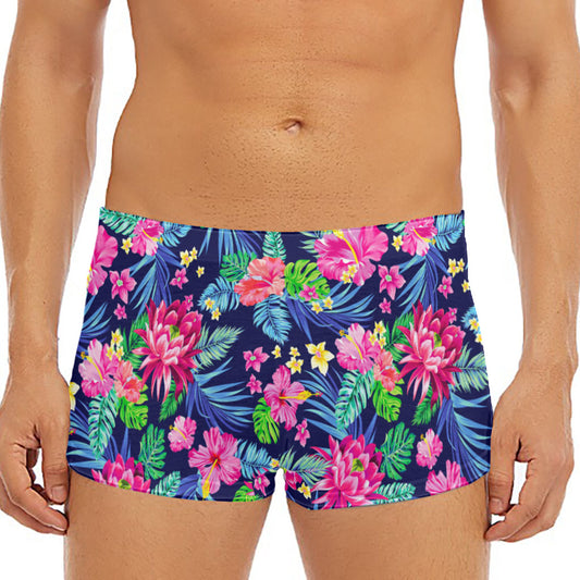 Blossom Tropical Flower Pattern Print Men's Short Boxer Briefs