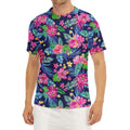 Blossom Tropical Flower Pattern Print Men's Short Sleeve Rash Guard