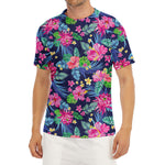 Blossom Tropical Flower Pattern Print Men's Short Sleeve Rash Guard