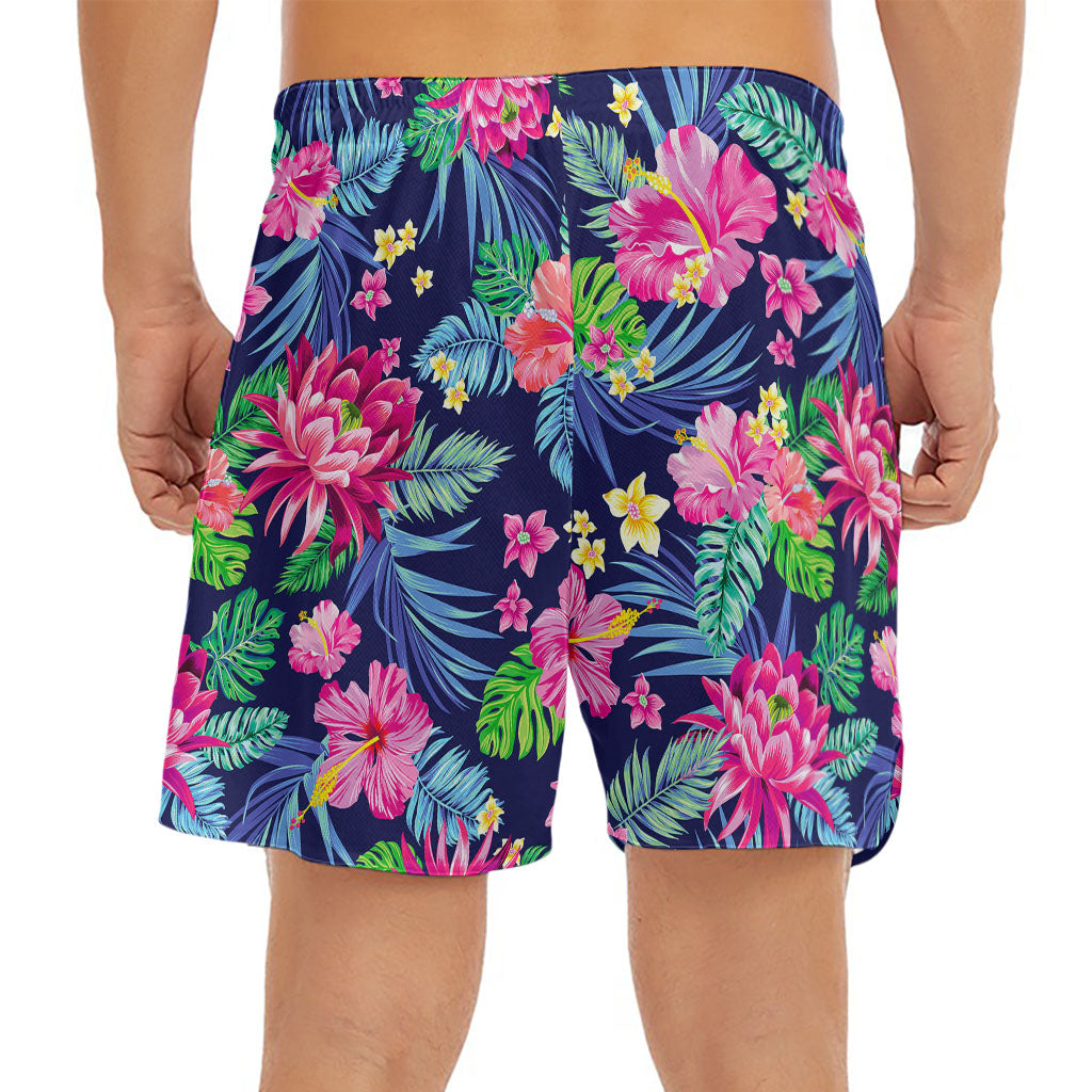 Blossom Tropical Flower Pattern Print Men's Split Running Shorts