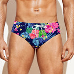 Blossom Tropical Flower Pattern Print Men's Swim Briefs
